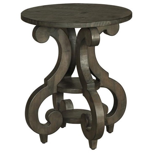 Magnussen Home Bellamy Round Accent End Table with Shelves | Stoney ...